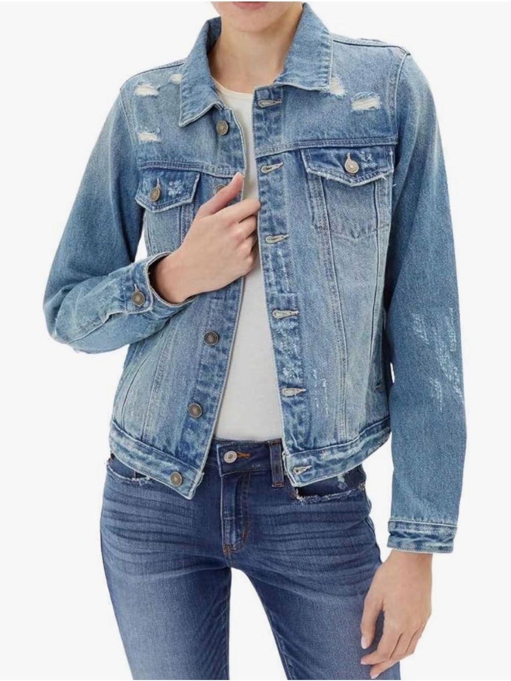 Kancan Classic Light Wash Distressed Denim Jackets